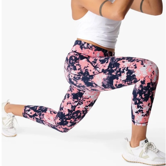 Sweaty Betty The Power 7/8 Leggings Pink Navy Print High Waist - Picture 5 of 13